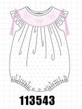 Pink Bow Smocked Swiss Dot Bubble