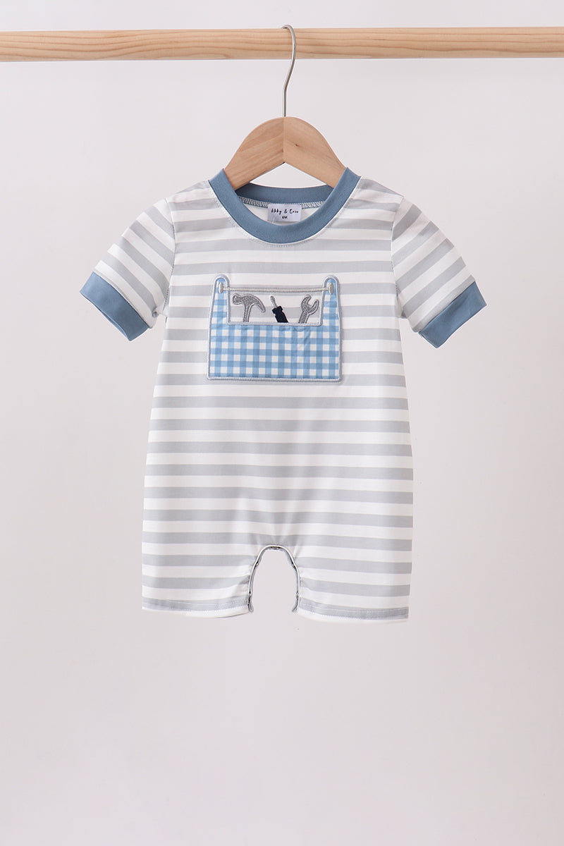Blue Tool Applique Romper
